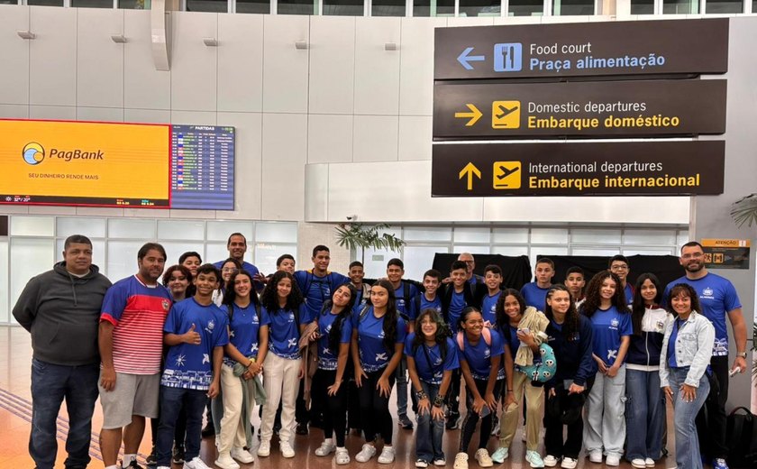 Estudantes alagoanos desembarcam em Uberlândia (MG) para competir nos Jogos Escolares Brasileiros