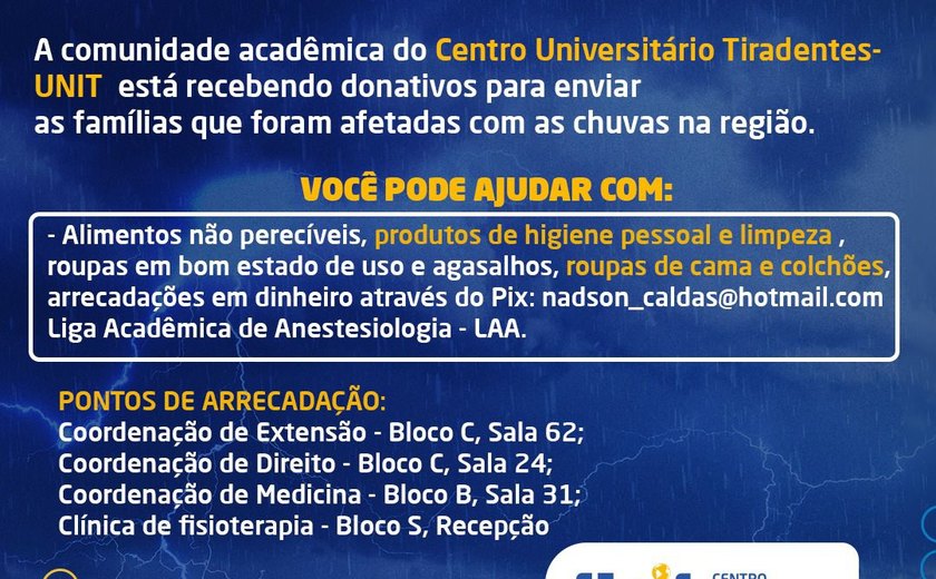 Campanha SOS Alagoas prorroga arrecadação para vítimas das chuvas