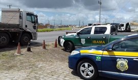 PRF/AL realiza ação integrada com Ibama para fiscalizar caminhões em trechos da BR-101