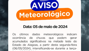 Defesa Civil de Alagoas alerta para possibilidade de chuvas moderadas