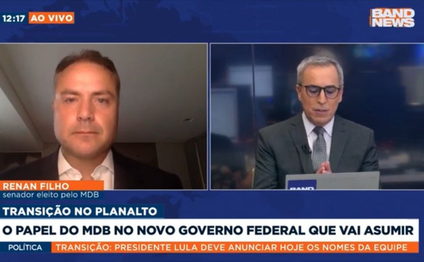 Prioridade da transição de Lula deve ser formar base para o enfrentamento político que o país precisa, diz Renan Filho