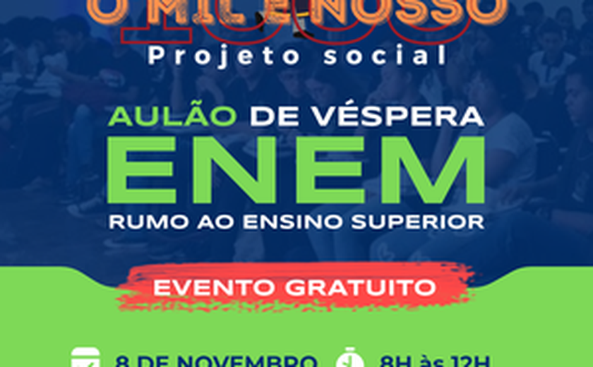 Projeto 'O Mil é Nosso' abre inscrições para aulão gratuito para o Enem
