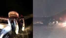 Caminhonete pega fogo e é abandonada por condutor na AL-101 Sul