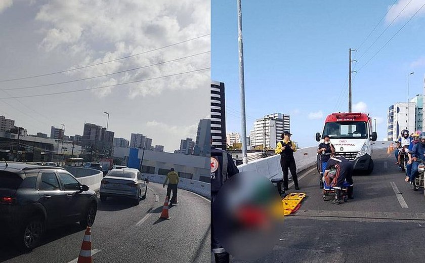 Motociclista morre após sofrer mal súbito em viaduto na Mangabeiras