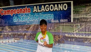Atleta mirim vence em seis provas de natação no Campeonato Alagoano de Inverno