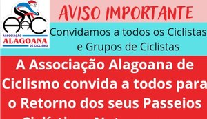 Passeios ciclísticos noturnos voltam acontecer em Maceió a partir de hoje