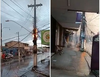 Corpo de Bombeiros é acionado para incêndio em postes de energia elétrica