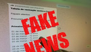 Cronograma de vacinação divulgado em grupos de WhatsApp é falso, alerta prefeitura