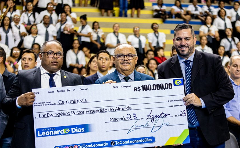 Lar evangélico recebe cheque de R$ 100 mil em emendas