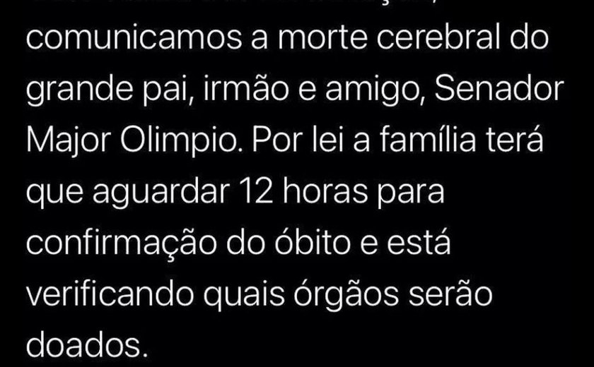 Senador Major Olímpio tem morte cerebral após ser diagnosticado com Covid-19