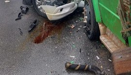Vídeo: caminhão e carro batem de frente, três pessoas morrem e quatro ficam feridas na BR-104