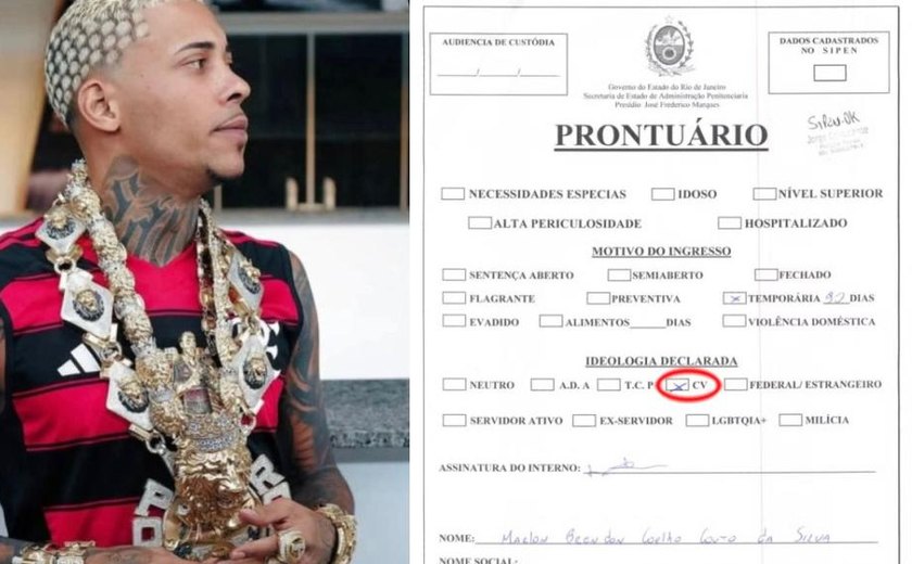 MC Poze do Rodo admite ligação com o Comando Vermelho e é transferido para ala da facção