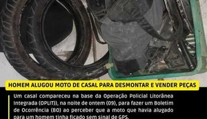 Homem aluga moto de casal e tenta desmontar para vender peças