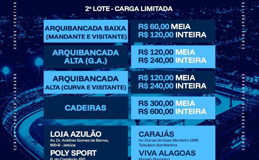 Ingressos de 1º lote se esgotam para CSA x Vasco e vendas do 2º começam nesta quarta