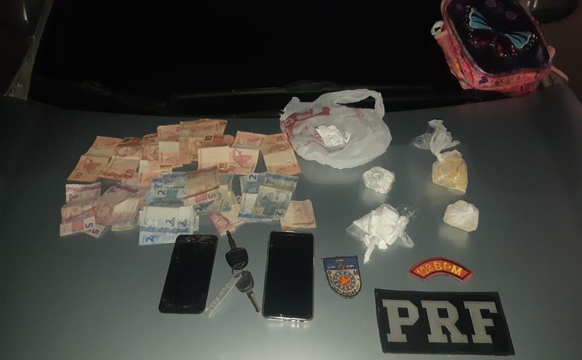 Ação conjunta da PRF, 10° BPM e PC prende casal com drogas em Belém