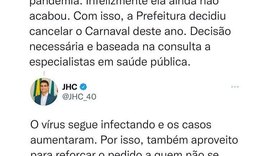 Prefeito de Maceió anuncia cancelamento do Carnaval pelo aumento de casos de Covid-19