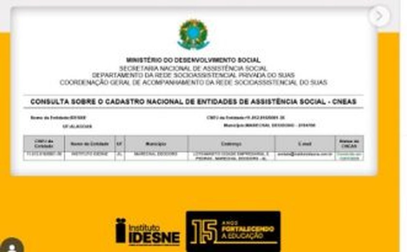 Instituto IDESNE é oficialmente inserido no CNEAS