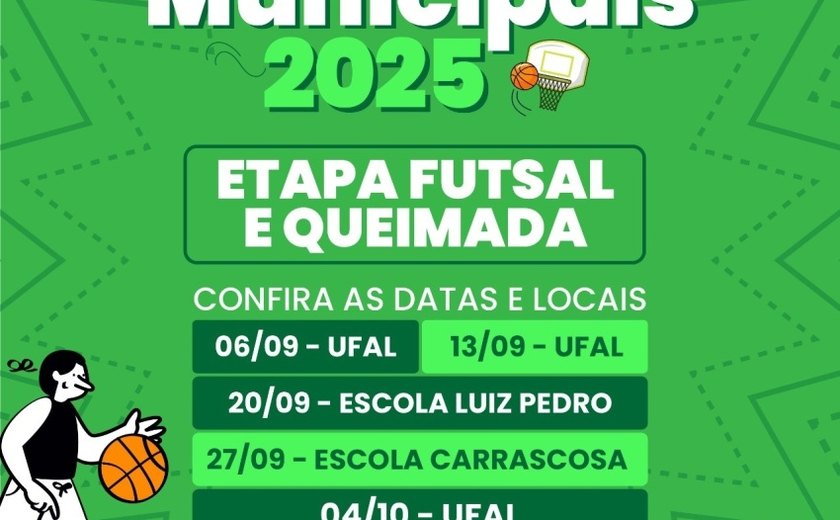 Jogos Municipais Escolares de 2025 começam no sábado, com futsal e queimada