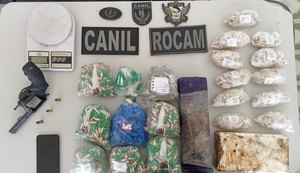 PM apreende três armas de fogo, drogas e acusados de assaltos a estabelecimentos são presos