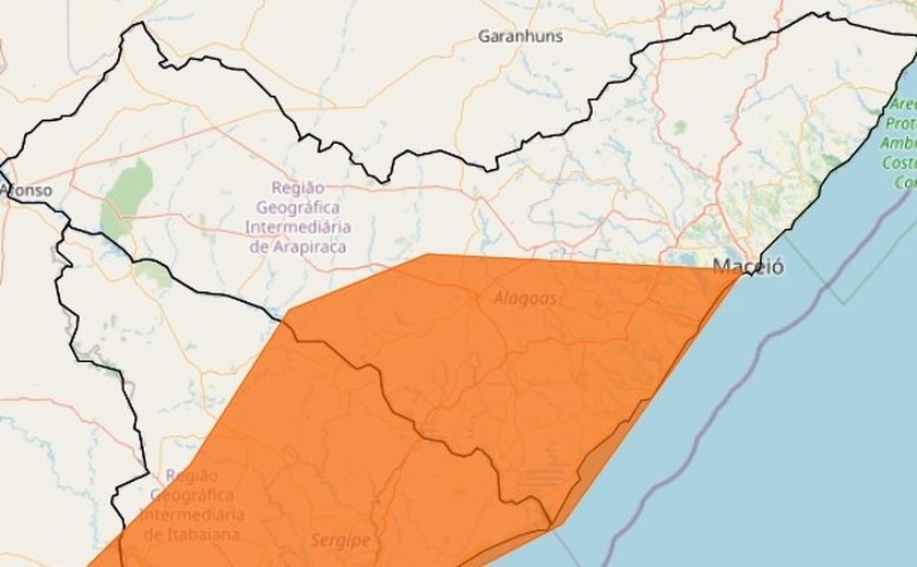 Inmet emite alerta alerta laranja de chuvas para 37 municípios de Alagoas