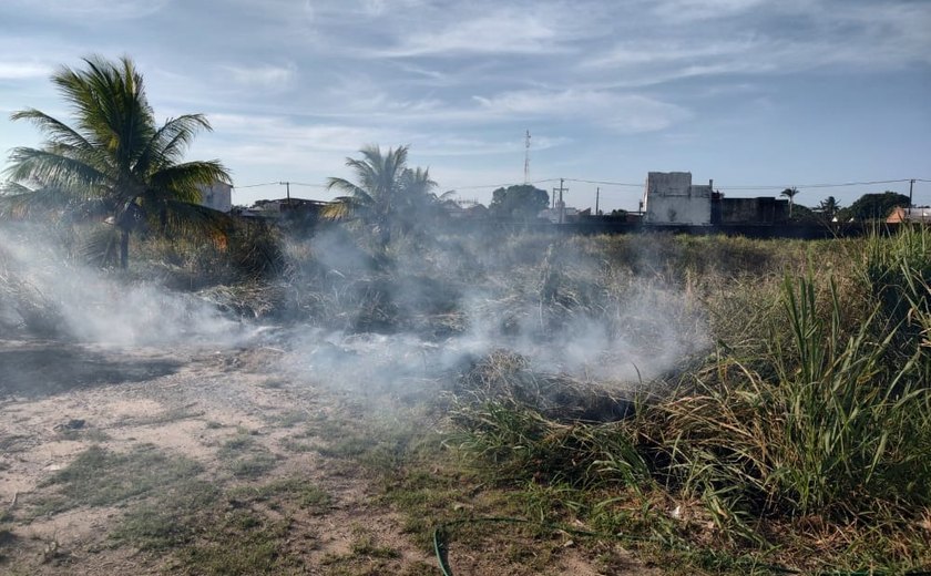 Bombeiros são acionados para conter incêndio em vegetação em terreno do Hospital Portugal Ramalho