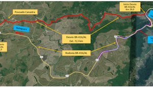 DNIT alerta para interdição total do tráfego na BR-416/AL a partir de terça-feira (21)