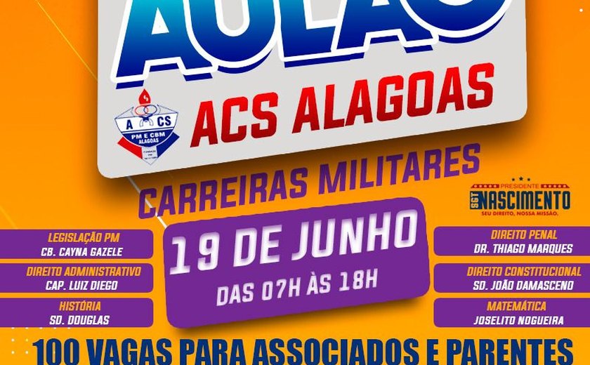 ACS/AL vai promover um aulão para interessados em concursos da PM/AL e do CBM/AL