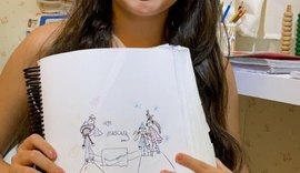 Menina retrata em desenho a importância da máscara para união das pessoas