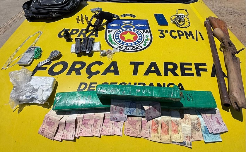 PM flagra tráfico de drogas e apreende duas armas, munições e drogas em Atalaia