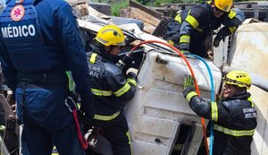 Acidente entre AL e PE deixa condutor preso às ferragens