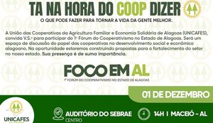 1º Fórum do Cooperativismo no Estado de Alagoas é realizado em Maceió