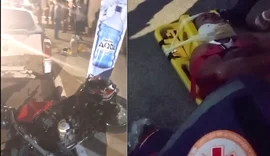 Motociclista perde controle da moto e bate em traseira de veículo estacionado
