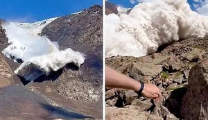 Turista filma e é atingido por avalanche de neve em montanha