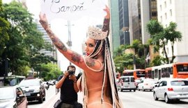 Sabrina Boing Boing paga promessa e desfila pelada na Avenida Paulista