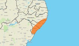 Inmet emite alerta de chuvas intensas entre 30 e 60 milímetros em regiões de AL
