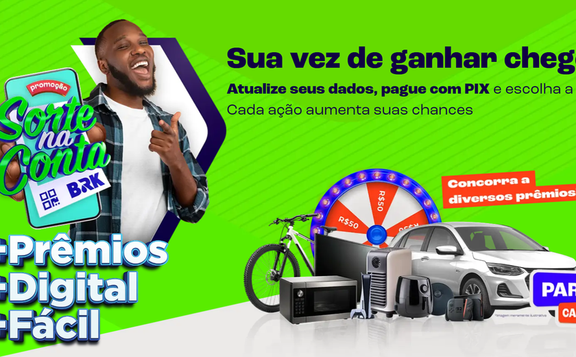 'Sorte na Conta BRK' está de volta com sorteio de diversos prêmios mensais e giros na roleta da sorte