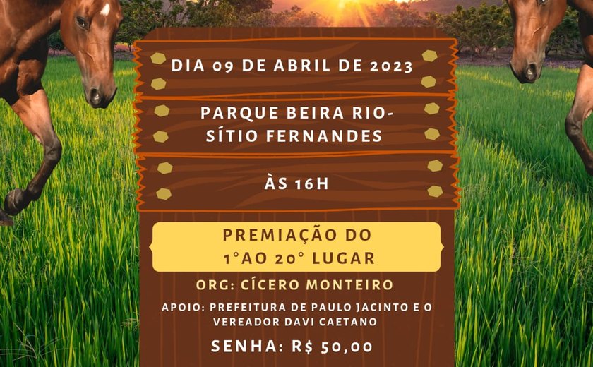 Primeira corrida de Argolinhas acontece neste domingo em Paulo Jacinto