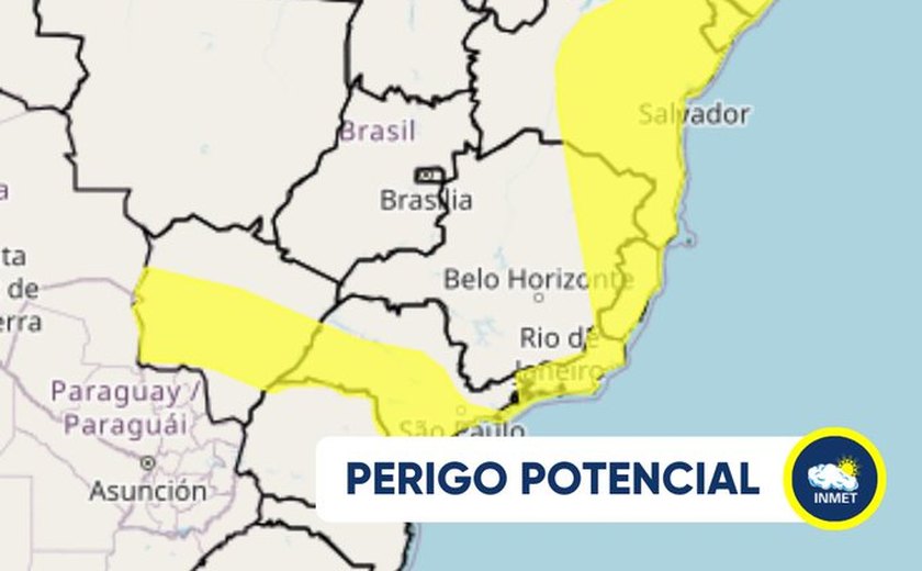Inmet atualiza alerta de chuvas vigente de quinta-feira (22) às 10h deste sábado (24)