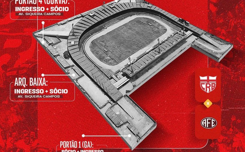 CRB começa nesta quinta a venda de ingressos para partida contra a Ferroviária