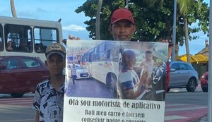 Motorista por aplicativo pede ajuda para conserto de carro danificado em acidente de trânsito