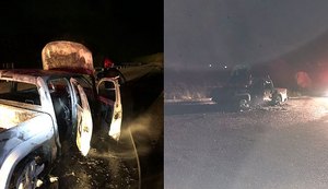 Caminhonete pega fogo e é abandonada por condutor na AL-101 Sul