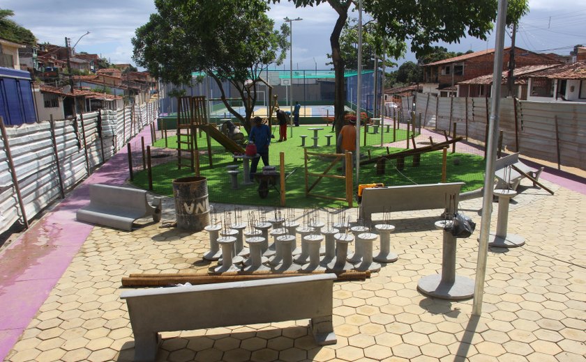 Obras de praça em Ipioca chegam a mais de 90% de conclusão