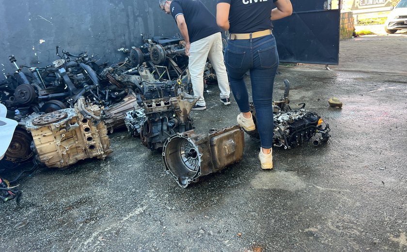 Polícia Civil desmonta desmanche clandestino e recupera peças de veículos em Maceió