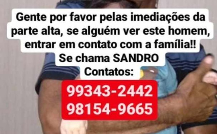 Homem que acompanhava esposa em hospital desaparece e família faz apelo