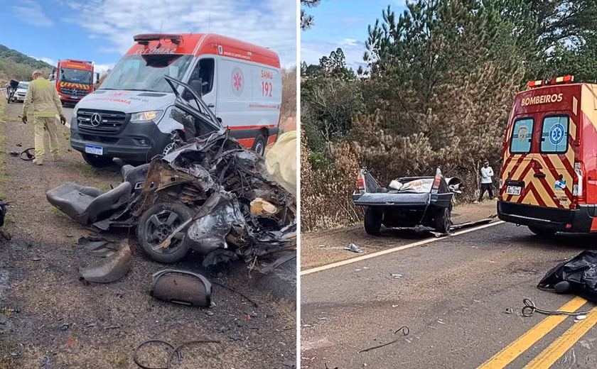 Picape parte ao meio em acidente na serra do Paraná; jovens são lançados para fora e morrem