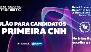 Detran Alagoas abre inscrição de aulão gratuito para candidatos a 1ª CNH