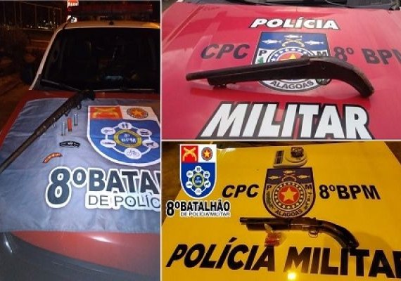 8º BPM realiza apreensão de três armas de fogo em sua área de atuação