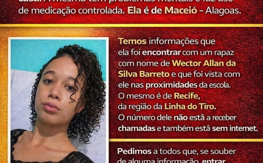 Jovem que estava desaparecida em Maceió é encontrada