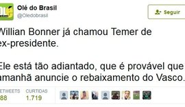 Bonner comete gafe no Jornal Nacional e chama Temer de 'ex-presidente'