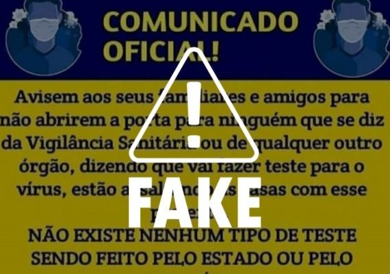 Comunicado atribuído às Vigilâncias Sanitárias de Maceió e de Alagoas é falso